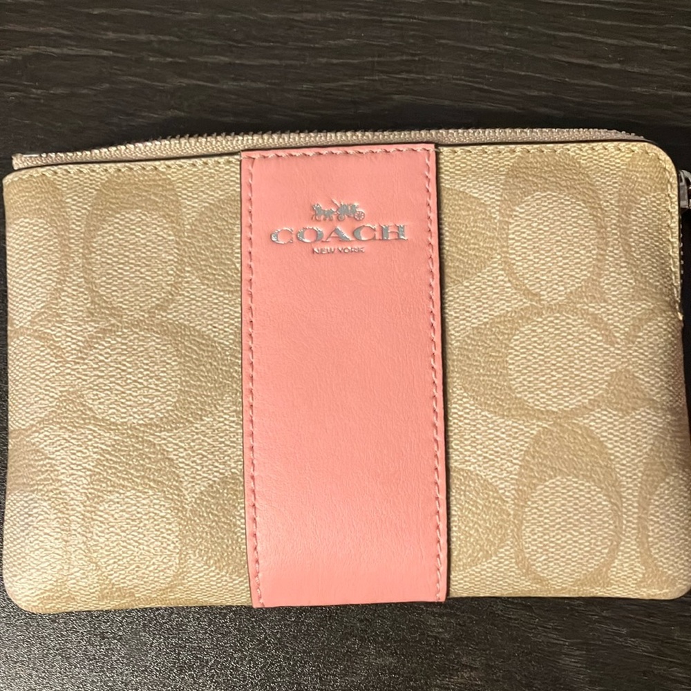 SOLD Coach Pink and Tan Wristlet